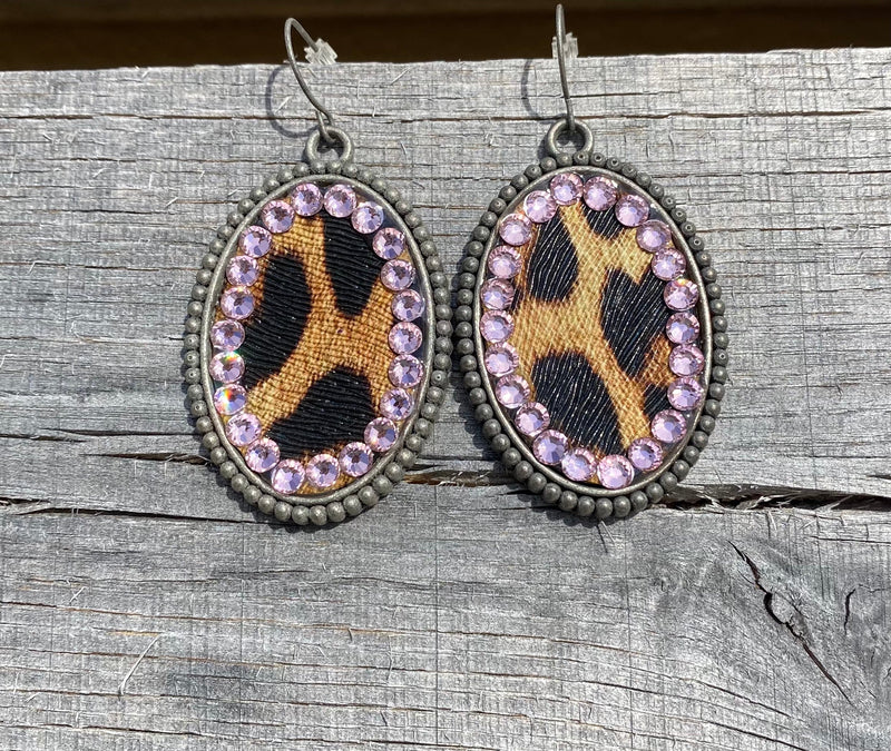 Animal Print Earring w/Crystal Accent ERZ190525-23