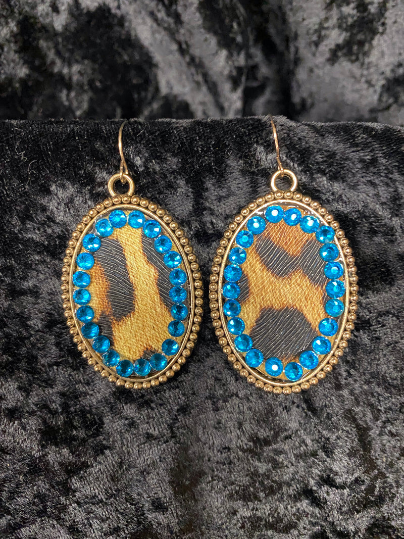 Animal Print Earring w/Crystal Accent ERZ19052-25
