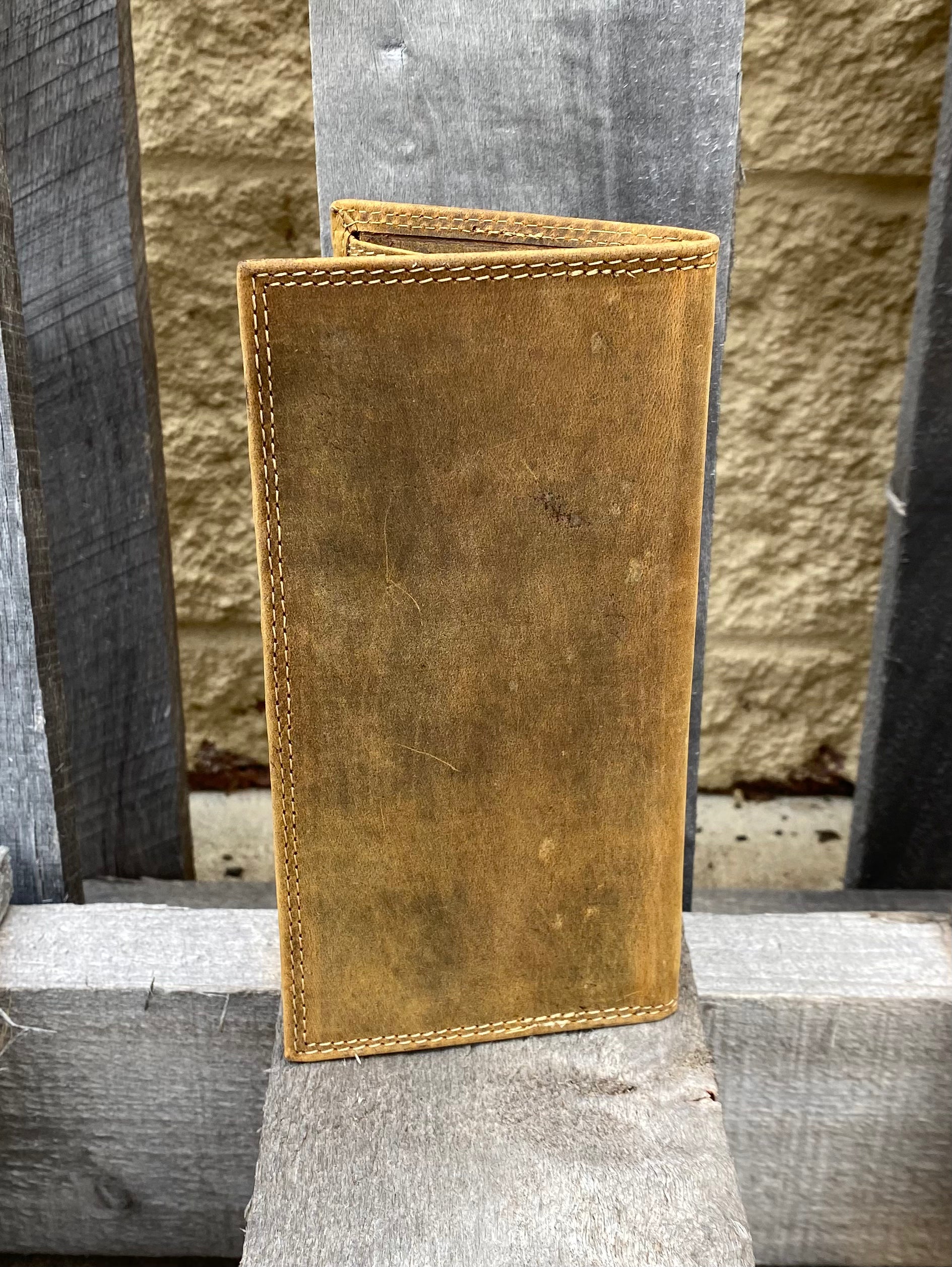 Zep Pro Mississippi State University Bulldogs Vintage Tan Leather Tall Wallet back view