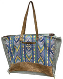 Top Notch Accessories 3062AT Blue Multi Canvas and Leather Conceal Carry Weekender Bag