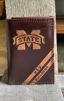 Zep-Pro Mississippi State University Bulldogs Brown Debossed Tri-fold Wallet