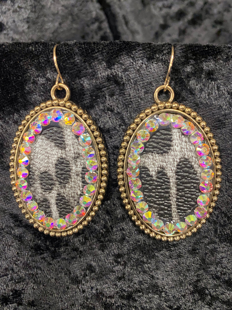 Animal Print Earring w/Crystal Accent ERZ190525-18