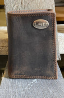 Zep-Pro Louisiana State University Tigers Brown “Crazy Horse” Leather Tri-fold Wallet