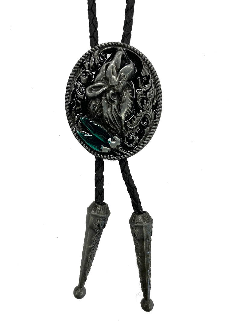 Top Notch Accessories 1023 Howling Wolf Oval Bolo Tie