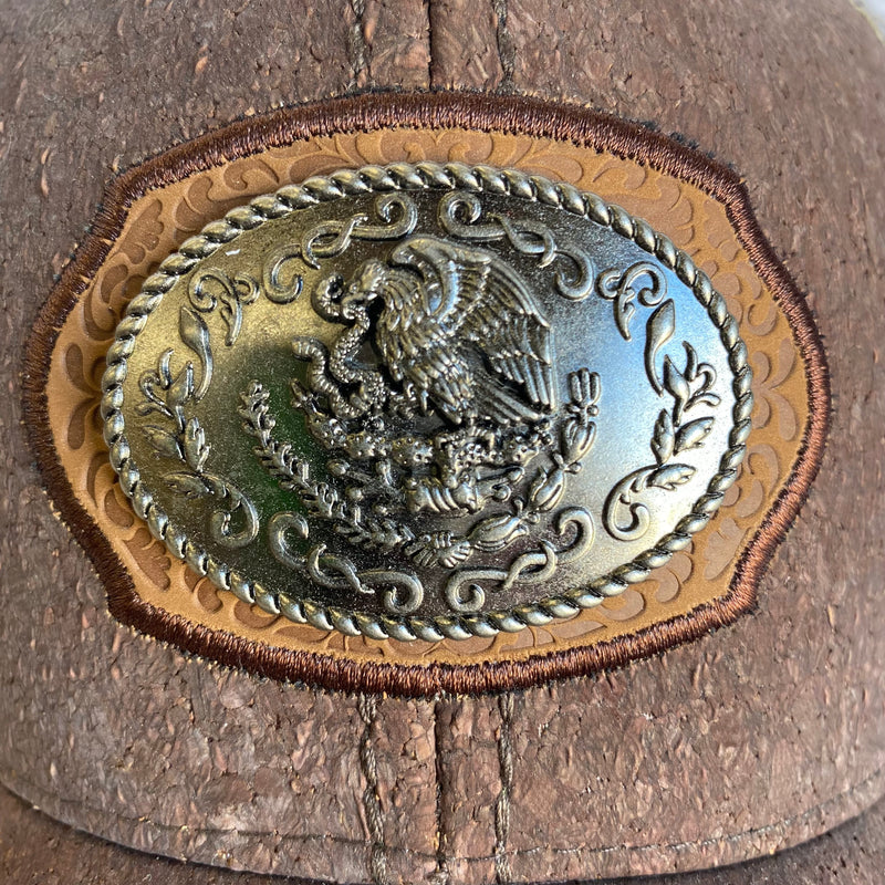 Dark Brown Cork Mexican Flag Concho Cap