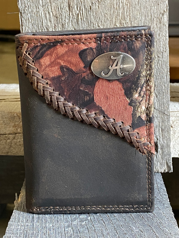Zep-Pro IWT2FNC-UAL University of Alabama Crimson Tide 1/2 Mossy Oak Camo/Brown Tri-fold Wallet