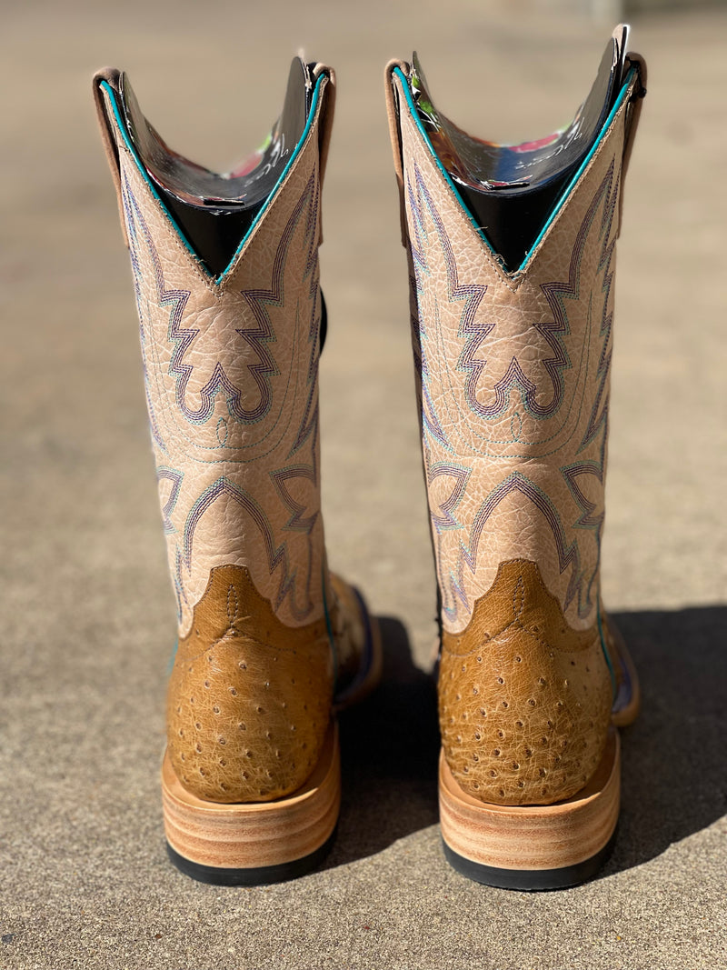 Women's Macie Bean Top Hand M2005 12" Antique Saddle Full Quill Ostrich Square Toe Boot