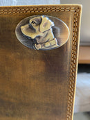 Zep Pro Lab Concho Vintage Tan Leather Tall Wallet front view showing concho