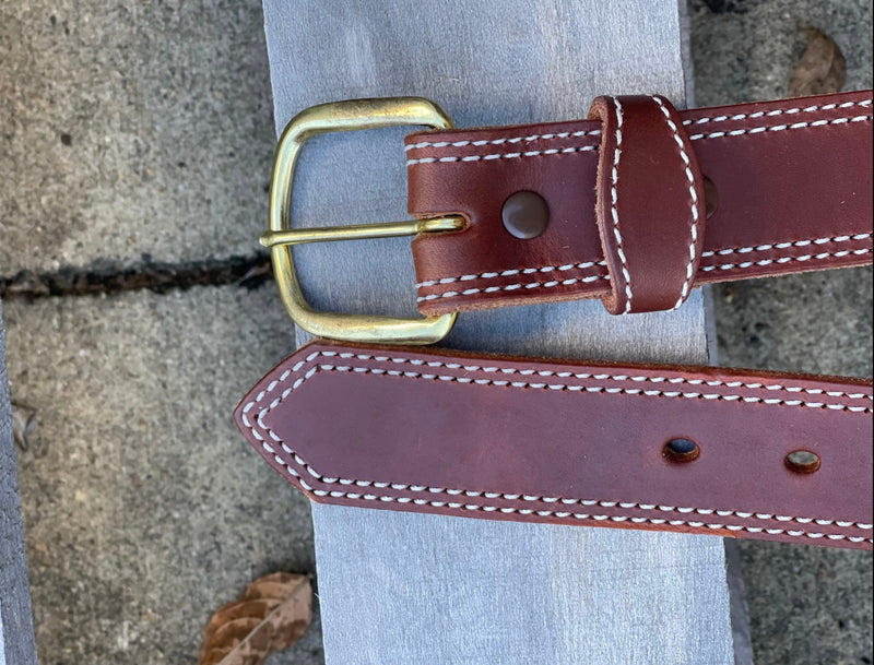 Gingerich Leather® 8018-37 Men's American Made Sedona Hot Dipped Double Stitched Harness Leather Belt