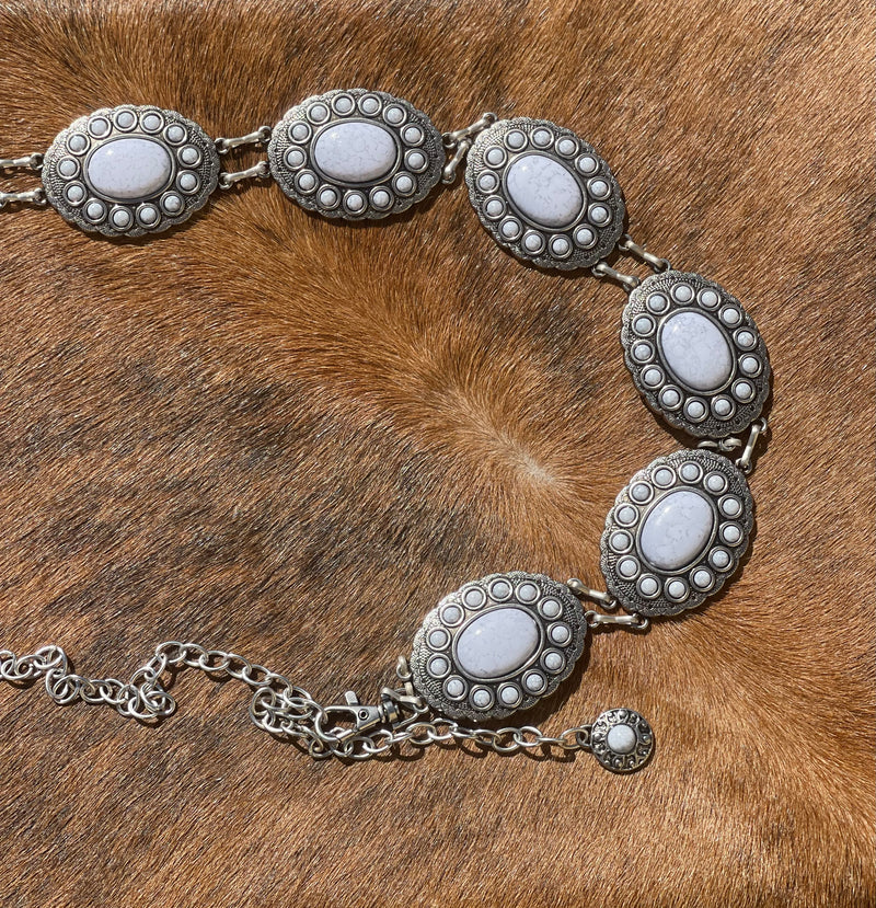 White And Silver Concho Belt