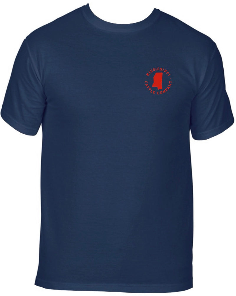 Mississippi Cattle Company MSCATTLESS-8 Navy Short Sleeve Comfort Color T-Shirt