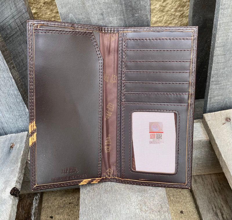 Zep-Pro IWD4BRW-OLEMISS University of Mississippi Brown Debossed Tall Wallet
