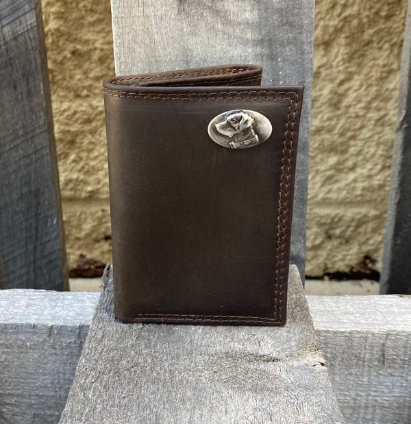 Zep Pro IWT2CRZH-Lab Concho Brown “Crazy Horse” Leather Tri-fold Wallet