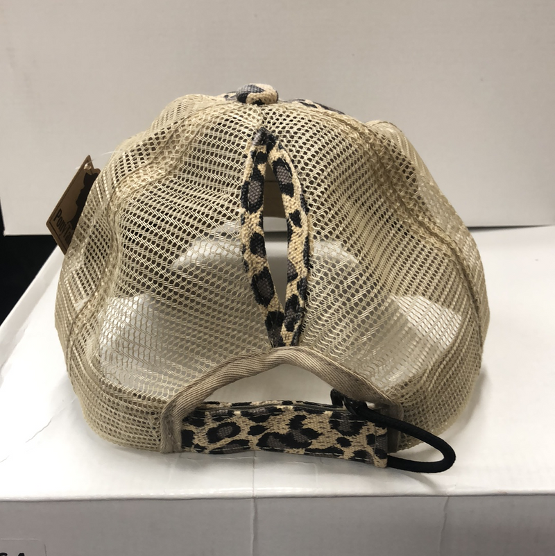 Tan Leopard Pony Tail Cap