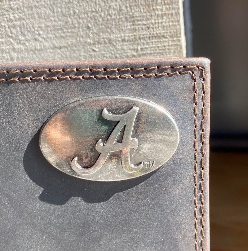 Zep-Pro IWT4CRZH-UAL University of Alabama Crimson Tide Brown “Crazy Horse” Leather Tall Wallet