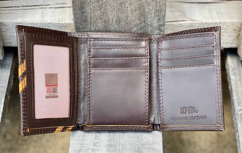 Zep-Pro IWD2BRW-UAL University of Alabama Crimson Tide Brown Debossed Tri-fold Wallet