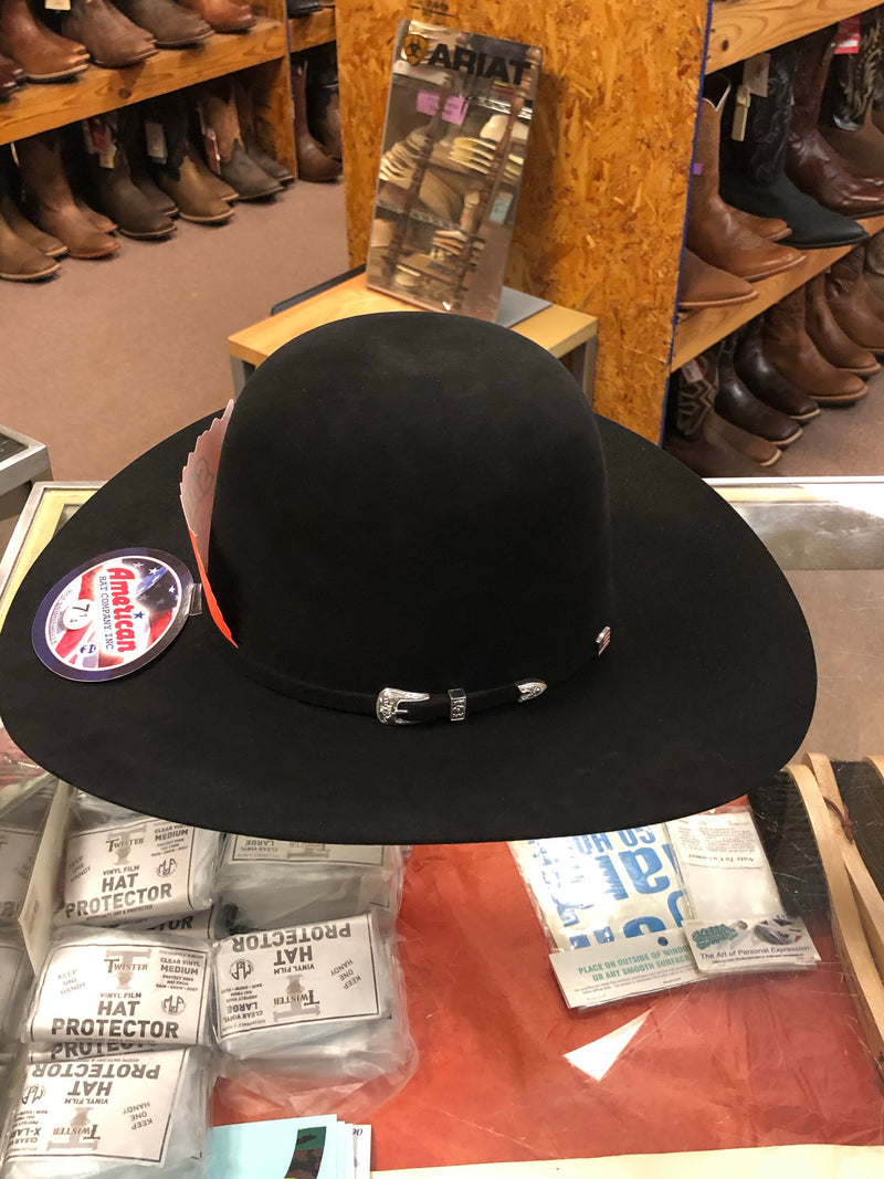 American Hat 15X Black Open Crown Felt Hat LAST ONE Size 6 3/4