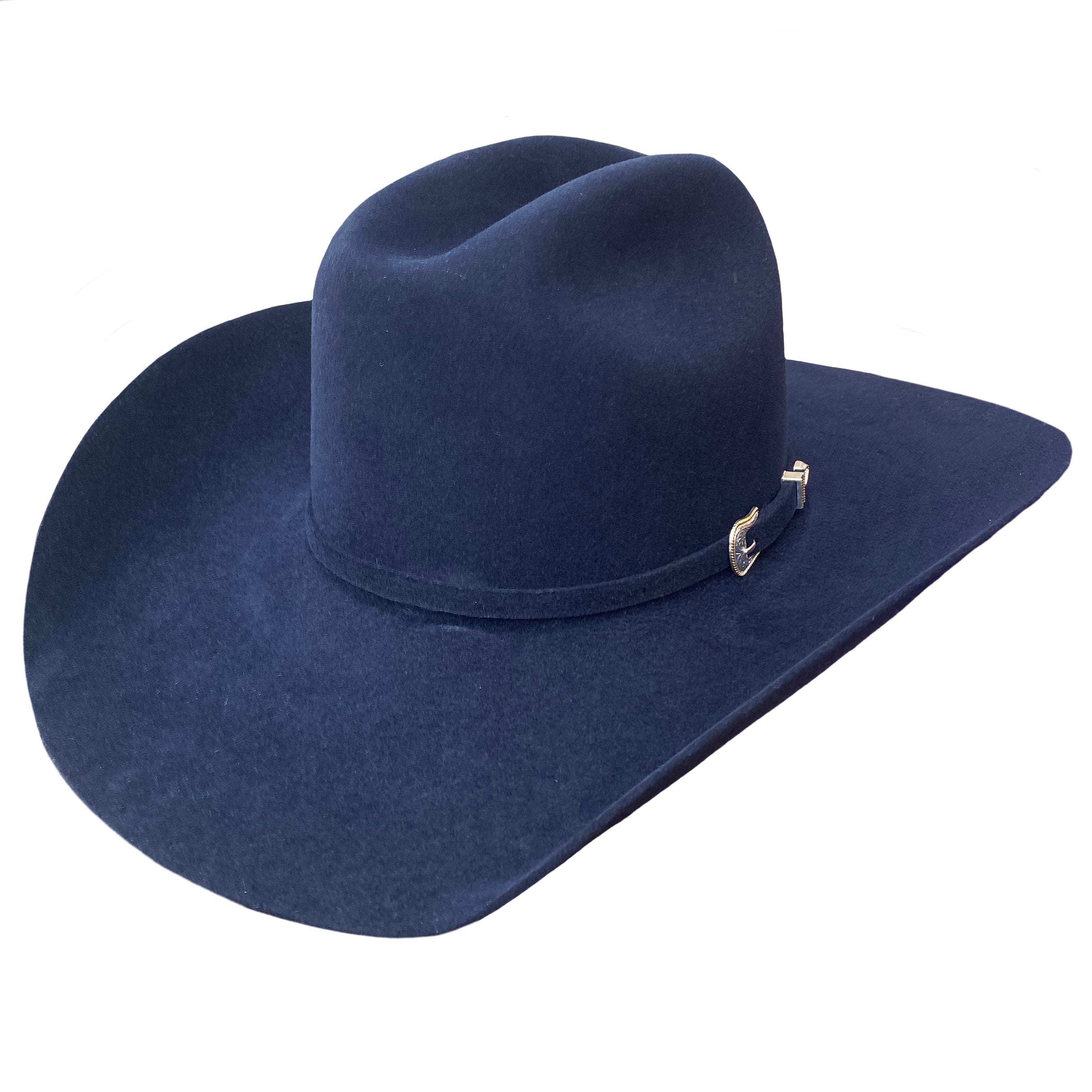 Midnight blue rancher crease shape American Hat Company felt cowboy hat. 