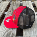 Cambridge Serape Cactus Stripes Red & Black Snap Back Trucker Cap