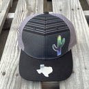 Cambridge Serape Cactus Stripes Black & Grey Snap Back Trucker Cap