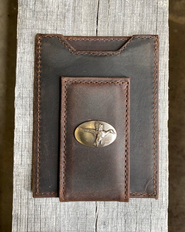 Zep Pro IWT5CRZH-Mallard Concho Brown “Crazy Horse” Leather Front Pocket Wallet
