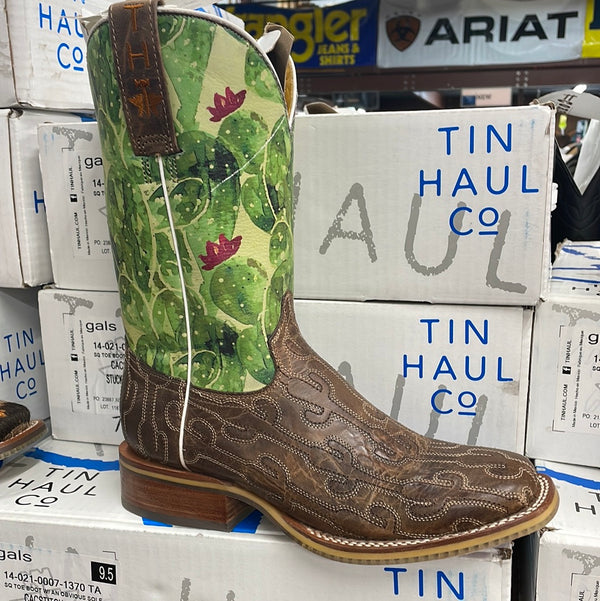 Women's Tin Haul 14-021-0007-1370 BR "CACSTITCH" 11" Brown Wide Square Toe (CALL TO ORDER) Use Code TINHAUL20 to save $20 OFF