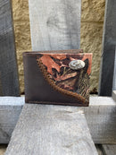 Zep-Pro Lab Concho 1/2 Mossy Oak Camo/Brown Bi-fold Wallet front view