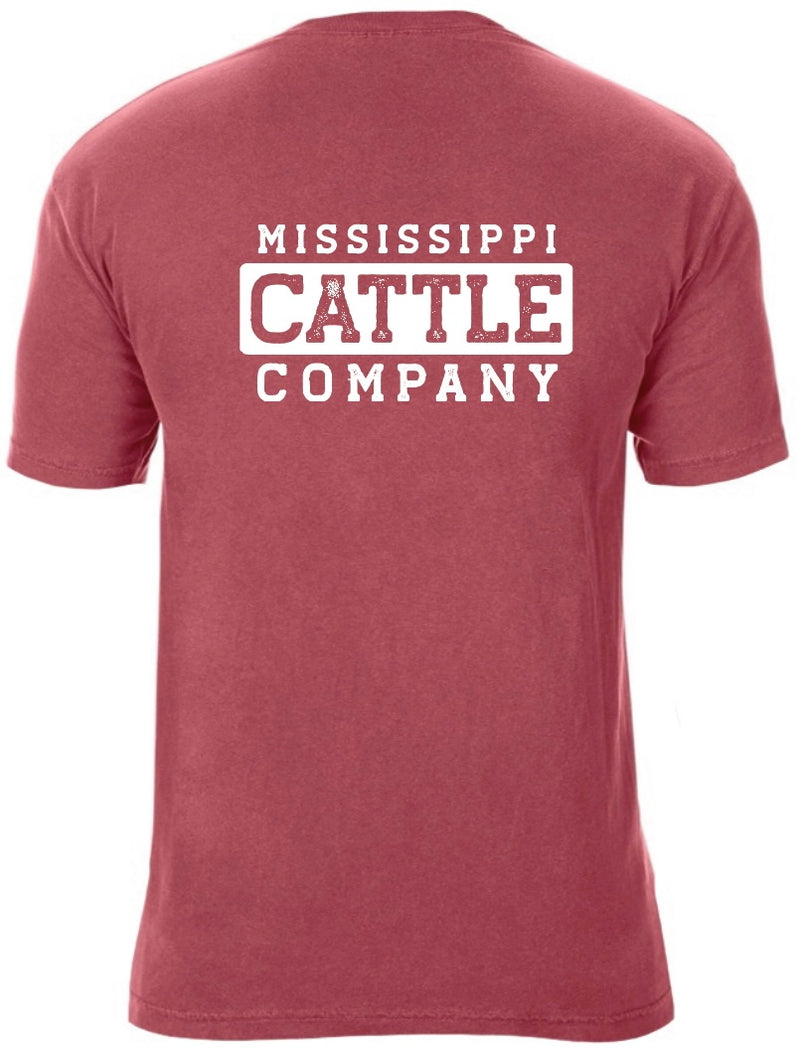 Mississippi Cattle Company MSCATTLESS-1 Crimson Short Sleeve Comfort Color T-Shirt