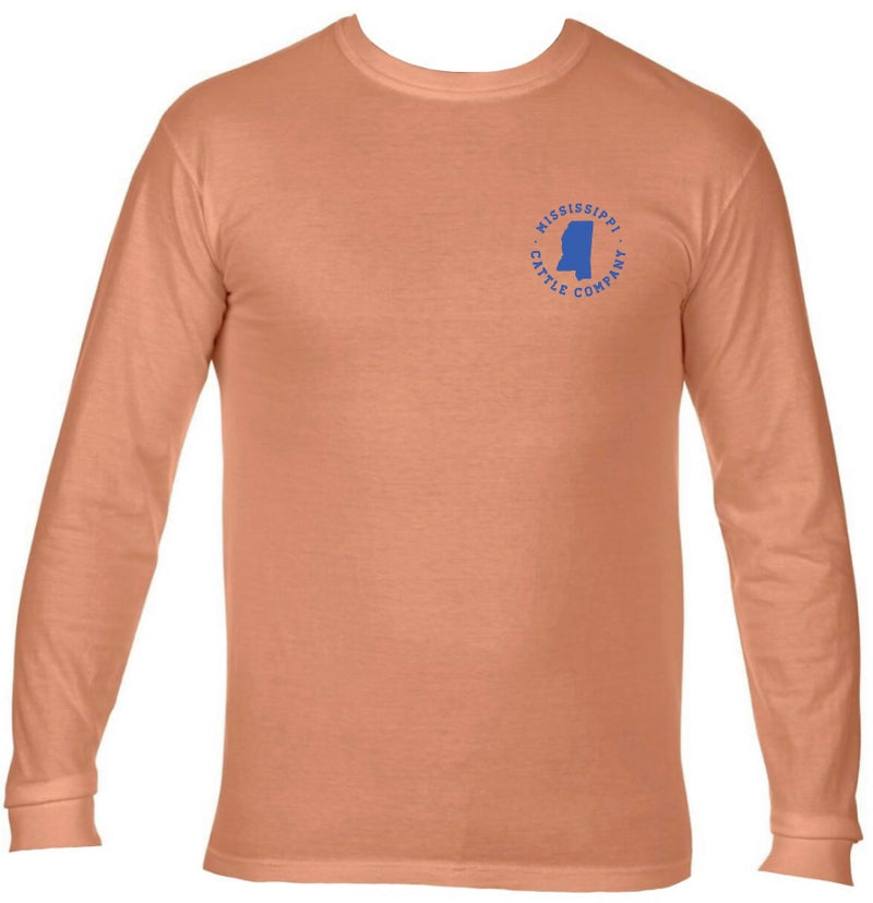 Mississippi Cattle Company MSCATTLELS-3 Melon Long Sleeve Comfort Color T-Shirt