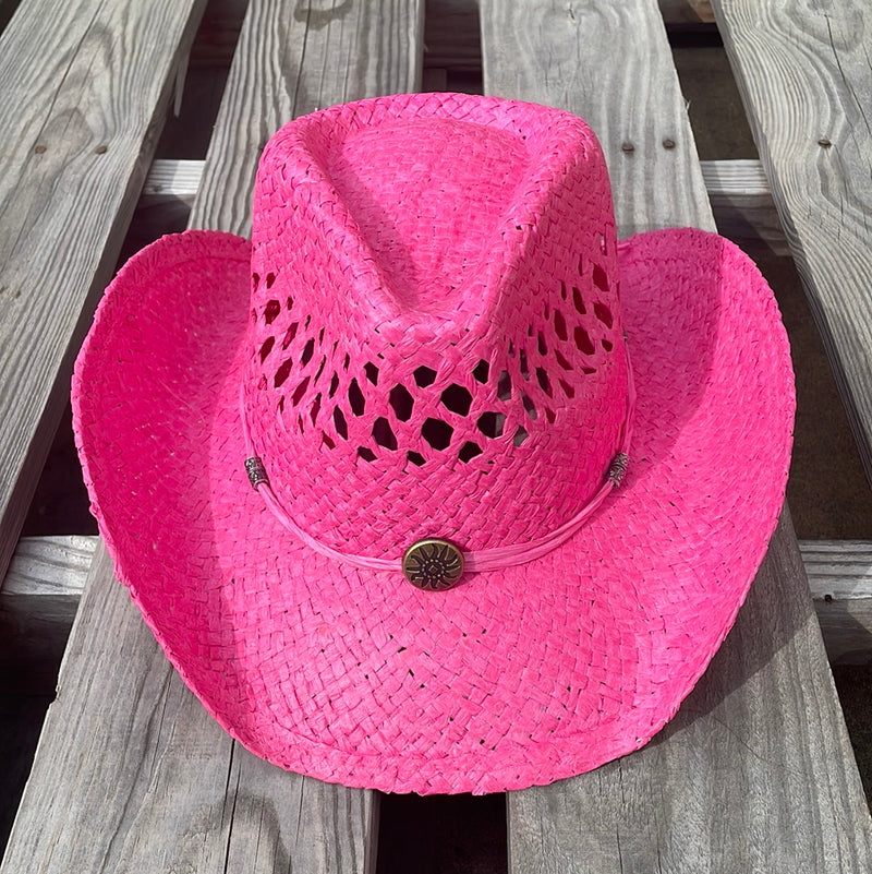 ST-033 Hot Pink Straw Hat