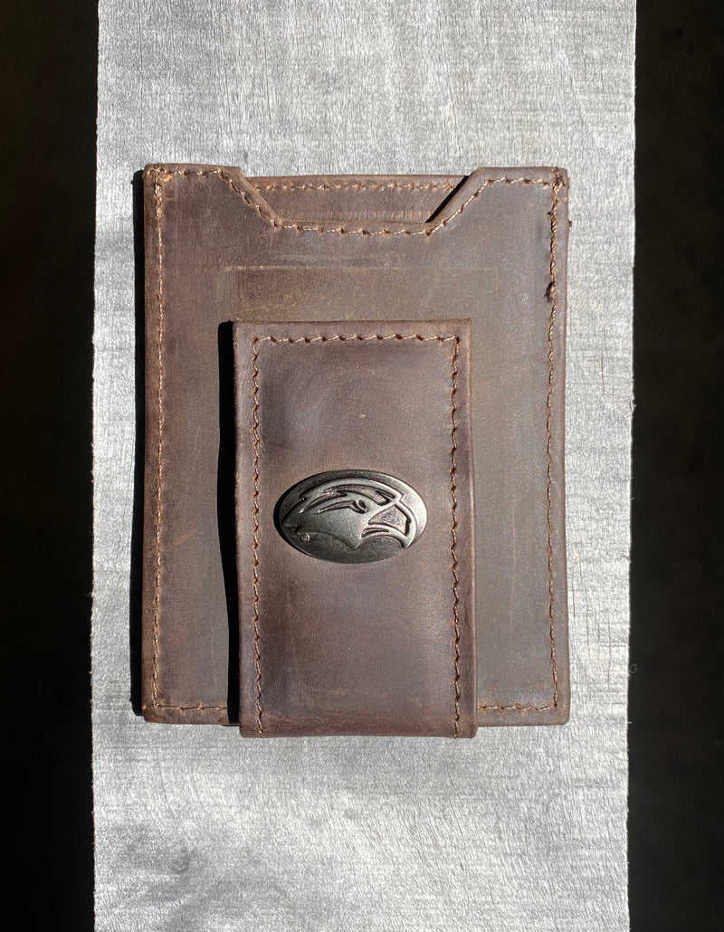 Zep-Pro IWT5CRZH-USM University of Southern Miss Brown “Crazy Horse” Leather Front Pocket Wallet