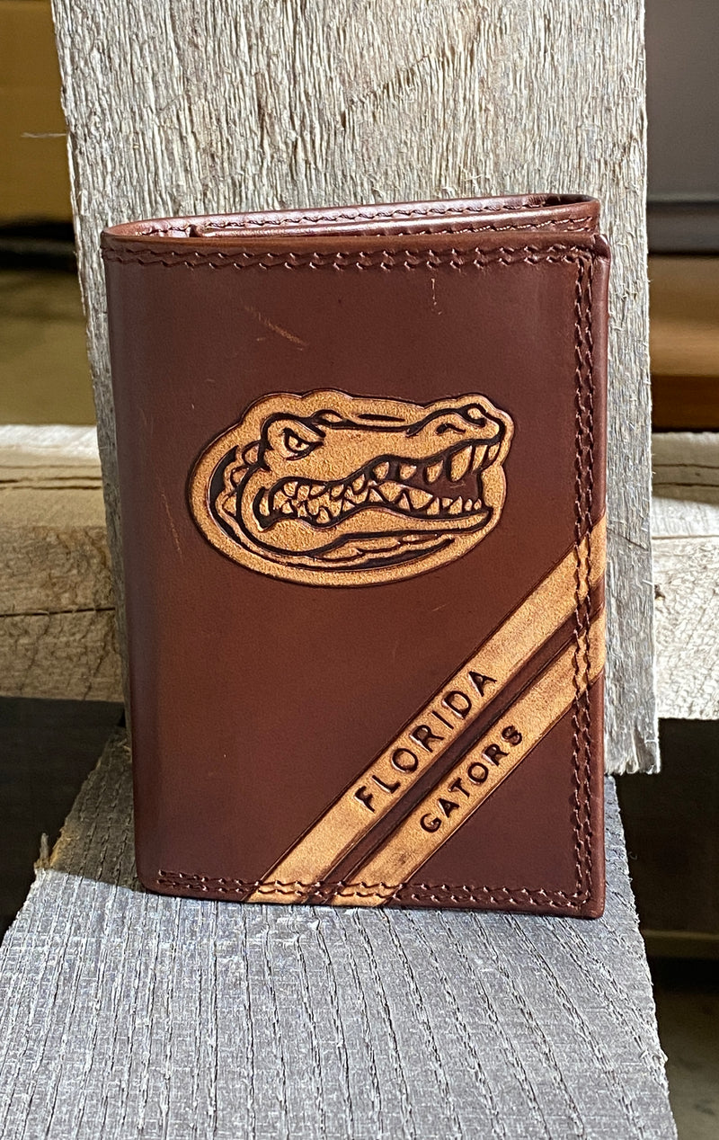 Zep-Pro IWD2BRW-UFL University of Florida Gators Brown Debossed Tri-fold Wallet