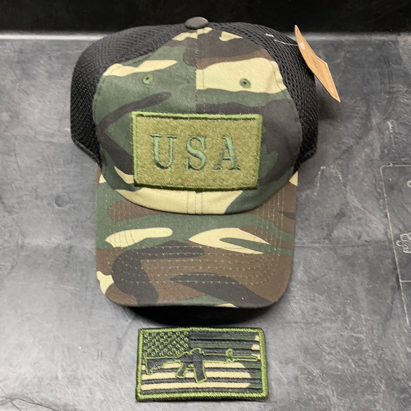 Green Camo Velcro Gun Patch Mesh Back