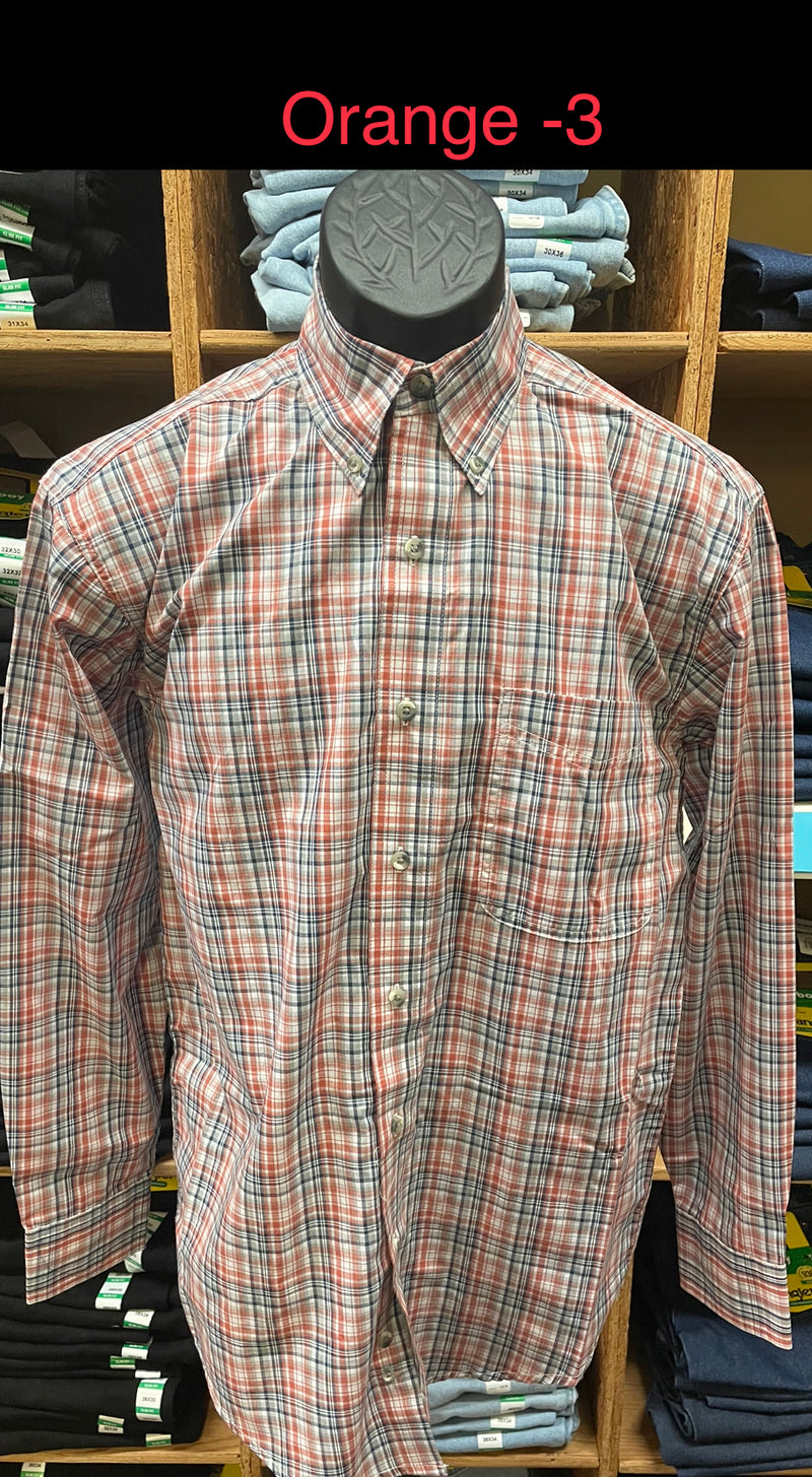 Men's Wrangler 112318641 Riata Long Sleeve Assorted Plaids Classic Fit Shirt