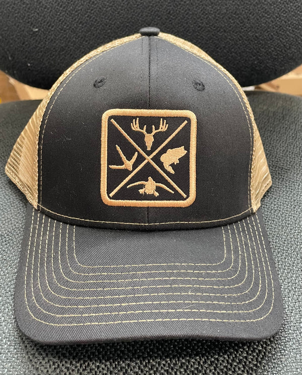 Hunters Logo HW-OS-BLT Black/Khaki Snap Back Trucker Cap