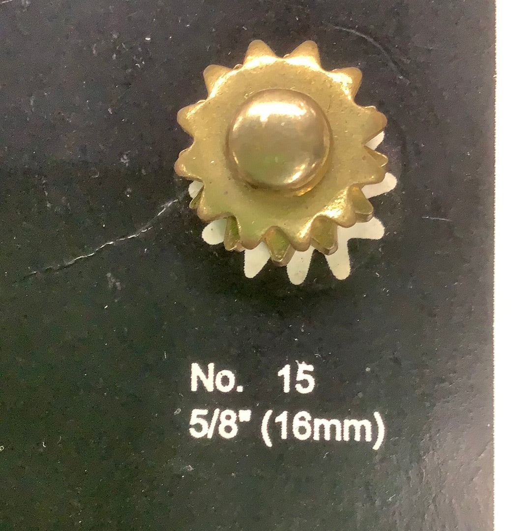 Brass spur rowel pair with 12 single-point blount points.