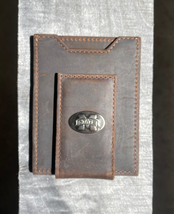 Zep-Pro IWT5CRZH-MSU Mississippi State University Bulldogs Brown “Crazy Horse” Leather Front Pocket Wallet