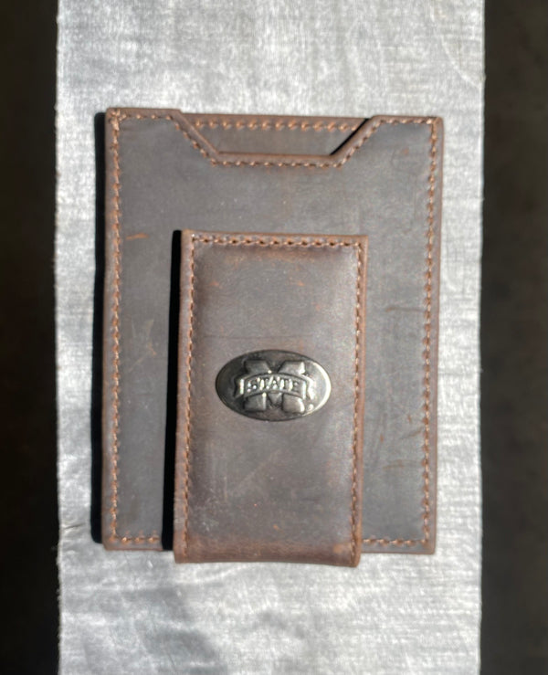 Zep-Pro IWT5CRZH-MSU Mississippi State University Bulldogs Brown “Crazy Horse” Leather Front Pocket Wallet