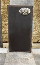 Zep-Pro Buck Concho Brown “Crazy Horse” Leather Tall Wallet front view