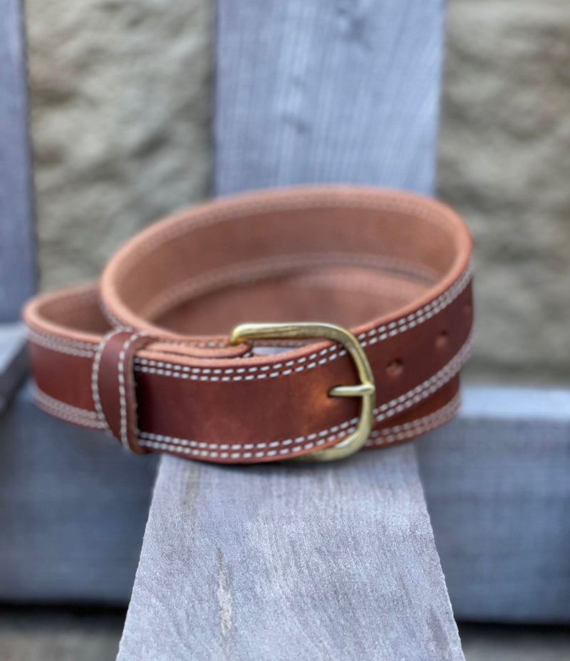 Gingerich Leather® 8018-37 Men's American Made Sedona Hot Dipped Double Stitched Harness Leather Belt