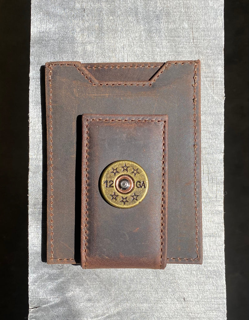 Zep Pro IWT5CRZH-Shotgun Shell Brown “Crazy Horse” Leather Front Pocket Wallet
