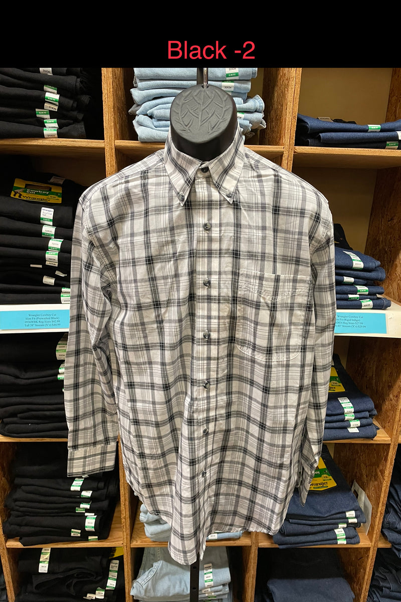 Men's Wrangler 112316672 Riata Long Sleeve Assorted Plaids Classic Fit Shirt *CLOSEOUT*