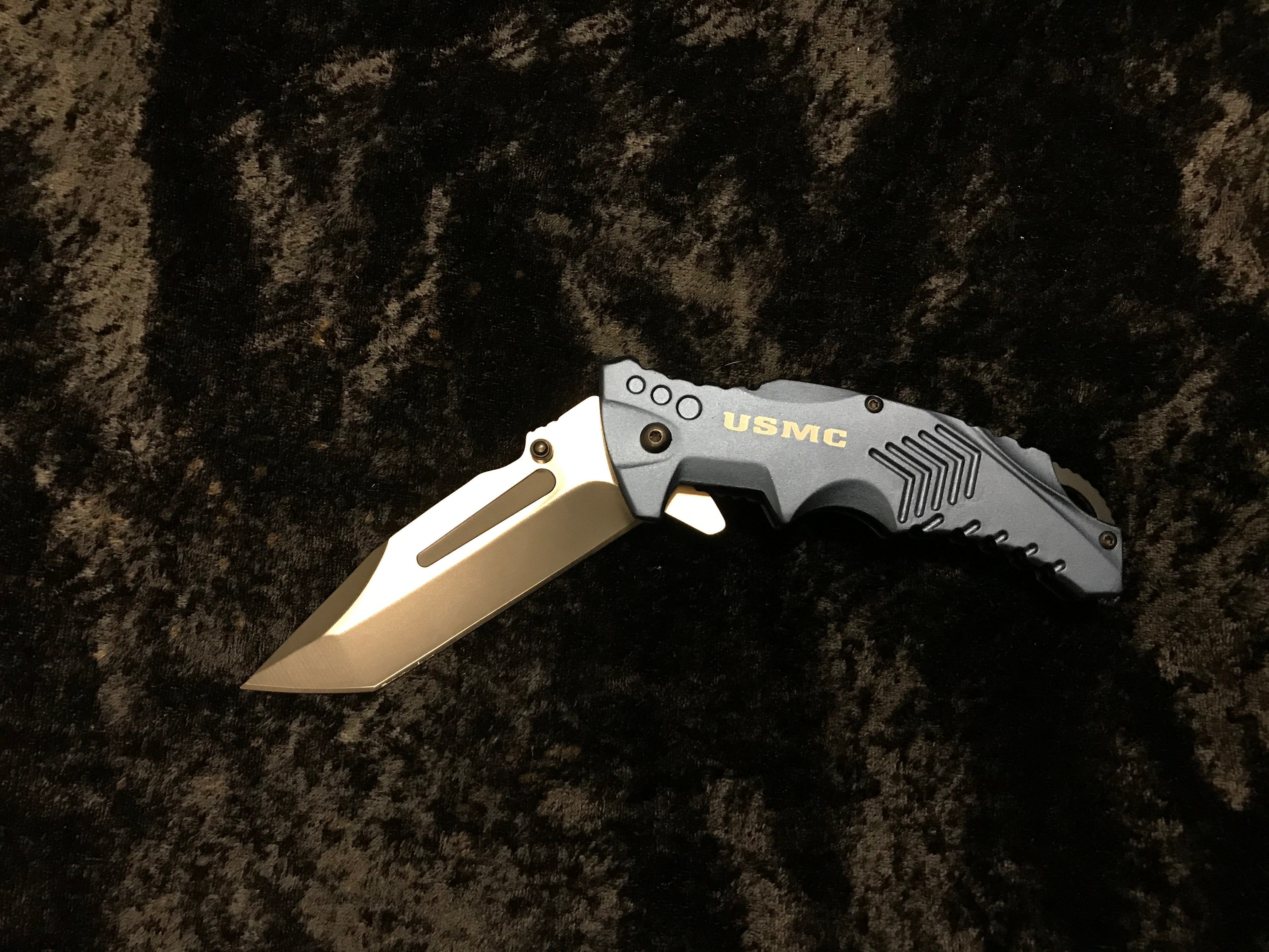 Spring Assisted Knife
8.25 Inches Overall
3.5 Inches 3CR13 Steel Tanto Blade
4.75 Inches Anodized Aluminum Handle 
Includes Pocket Clip