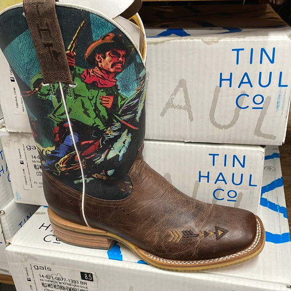Women's Tin Haul 14-021-0077-1393 Wild West Brown Wide Square Toe. Use Code TINHAUL20 to save $20 OFF.
