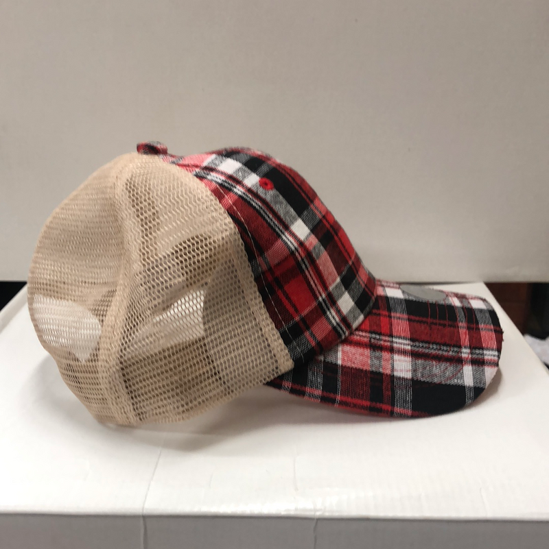 Red Houndstooth Cap