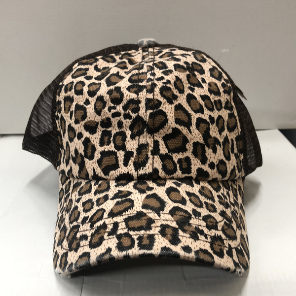 Brown Leopard Pony Tail Cap