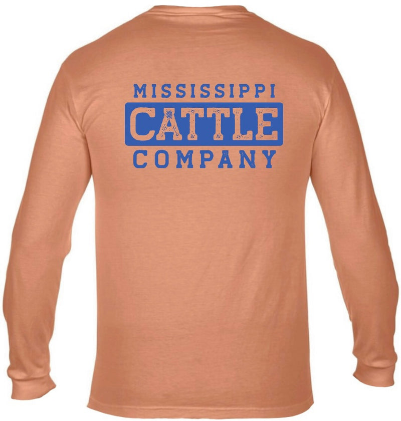 Mississippi Cattle Company MSCATTLELS-3 Melon Long Sleeve Comfort Color T-Shirt