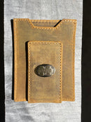 Zep Pro Mississippi State University Bulldogs Vintage Tan Leather Front Pocket Wallet Front view