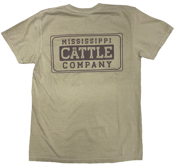 Mississippi Cattle Company MSCATTLESS-15 Khaki Short Sleeve Comfort Color T-Shirt