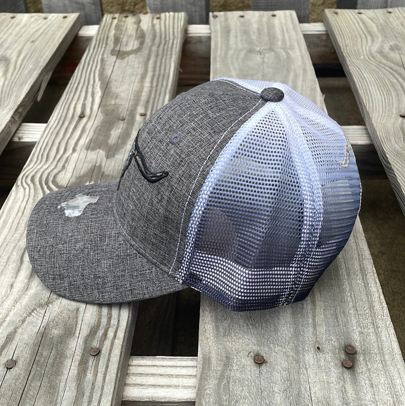 3D Longhorn Grey Snap Back Trucker Cap
